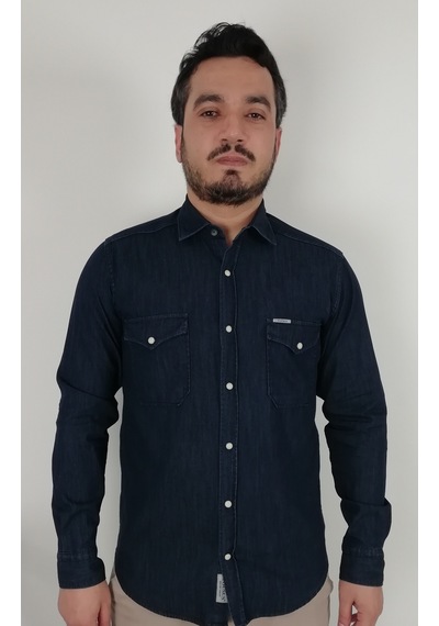 Tousus Slim Fit Kot Erkek Gömlek Slm-2014-tss Lacivert