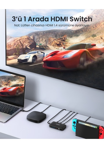 Ugreen 3-in-1 4k 30hz Hdmı Uzaktan Kumandalı Switch, 80125