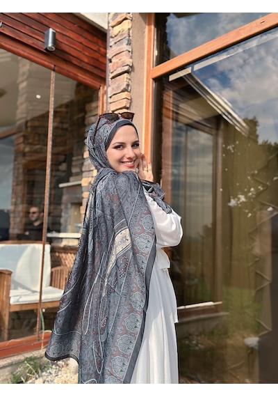 Nûda Vela Desen Soft Şal Siyah