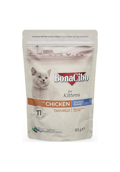 Bonacibo Tavuklu Sos İçinde Pouch Yavru Kedi Yaş Maması 12 x 85 G