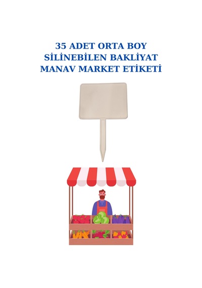 Yaz Sil Orta Boy Sapla Bakliyat Etiketliği 35 Adet Manav Pazarcı Etiketi 002 Beyaz