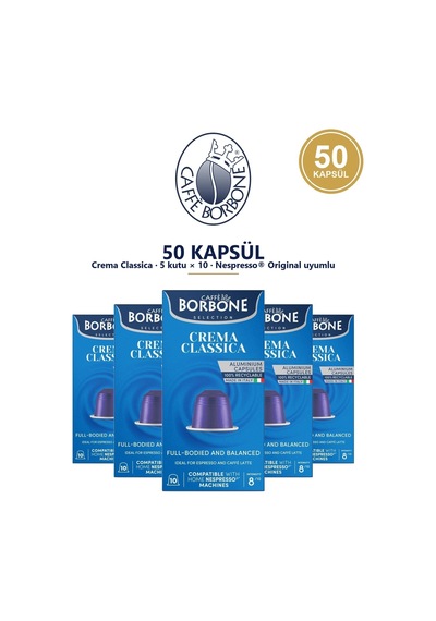 Caffe Borbone Classica 50'li Kapsül Kahve - Nespresso Uyumlu, Aylık Stok Avantajı