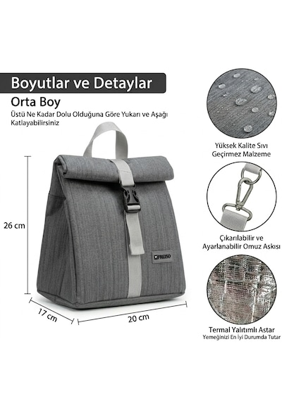 Frelso Termal Beslenme Çantası Gri