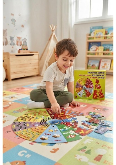Küçük Dahiler İçin İngilizce Eşleştirme Oyunu: 41 Parça Eğitici Öğretici Şirin Hayvanlar Puzzle