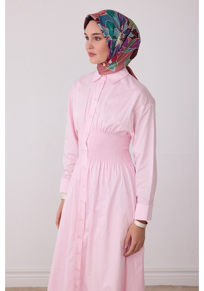 Belli Çiçek Desen %100 Twill İpek Eşarp Be13 Koyu Gül Kurusu