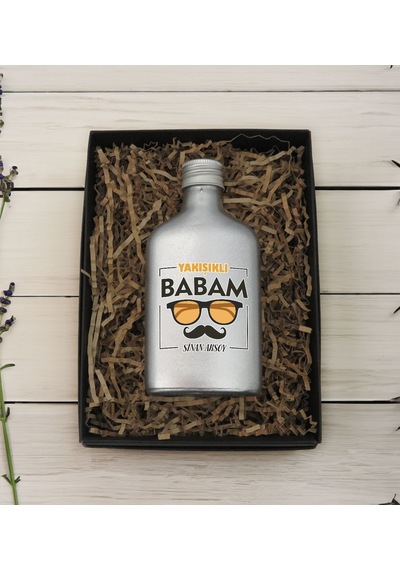 Bk Gift Kişiye Özel İsimli Baba Temalı Gümüş Tasarım Cam Şişe Kolonya 200 ML 8