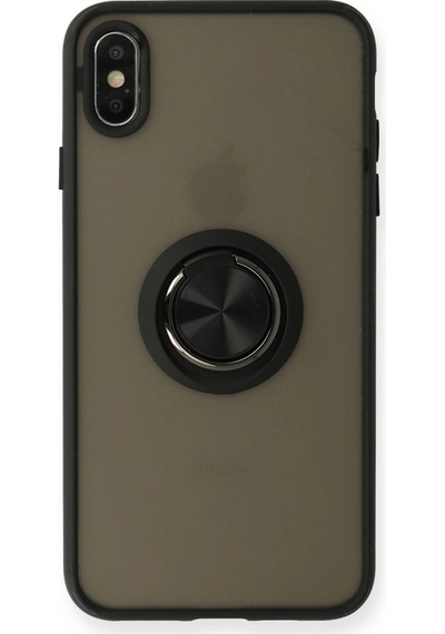 Apple  Uyumlu  iPhone Xs Max Kılıf Montreal Yüzüklü Silikon Kapak Siyah