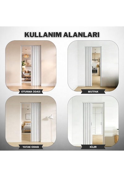 Akordiyon Katlanır Kapı, 100x200 Cm, Kulplu, Suya Dayanıklı Ve Yerden Tasarruf Sağlayan, Beyaz/meşe/kayın Renk Se Diğer