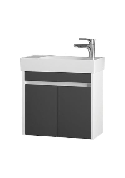Denko Natalia 60 Cm Mdf Antrasit Gri Banyo Dolabı Alt Modül Ve Seramik Lavabo Antrasit