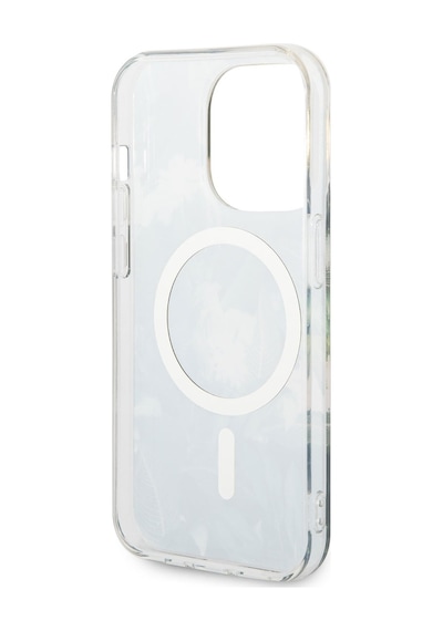 Apple Uyumlu iPhone 14 Pro Kılıf Guess Magsafe Şarj Özellikli Yaprak Desenli Kablolu Kapak
