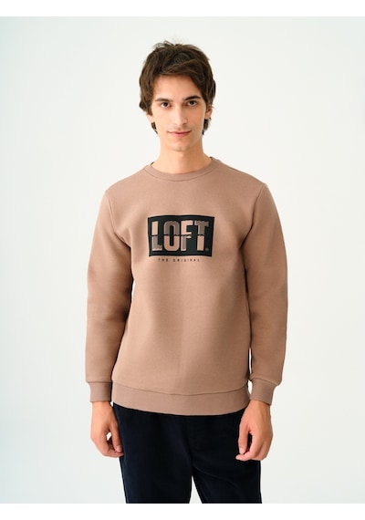 Erkek Sweat S-shırt Lıght Brown