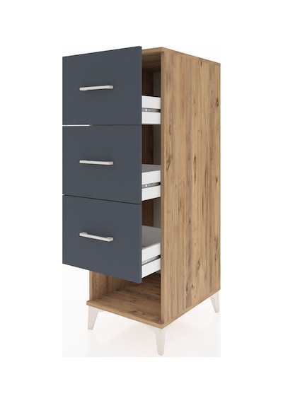 Kronos Dolap 3 Çekmeceli 44x59x134 Çam-antrasit Çam