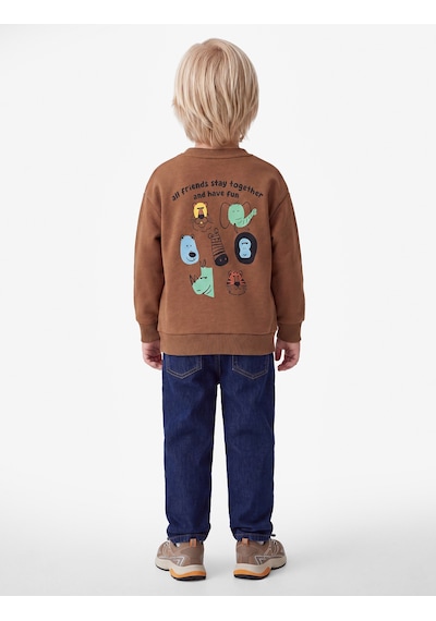 Koton Hayvan Baskılı Şardonlu Bisiklet Yaka Uzun Kollu Sweatshirt Kahverengi 7wmb10118tk Kahve