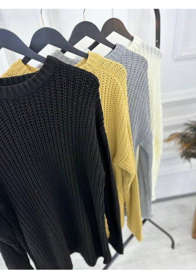 Elku Moda Kazak Oversize Çift Kat Zincir Örgü Naturel Pamuk Bol Kesim Tüylenmez Triko Kazak Gri Elku Moda Kazak Oversize Çift Kat Zincir Örgü Naturel Pamuk Bol Kesim Tüylenmez Triko Kazak Gri