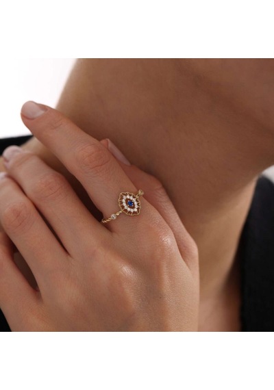 Altın Vintage Yüzük Sapphire T12771 Çok Renkli