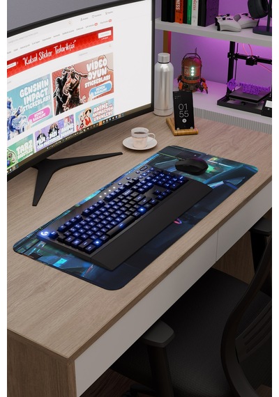 Dijital Cyberpunk City V2 70x30 Xl Gaming Kauçuk Kaymaz Taban Mouse Pad Fare Altlığı