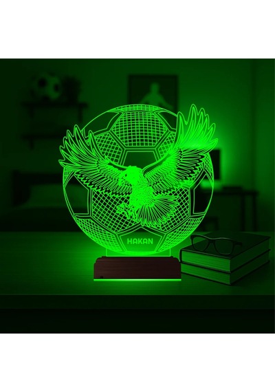 Luvivia Kartal Futbol Topu Taraftar Kara Kartal Kişiye Özel 3d Lamba - Masa Gece Lambası Şeffaf