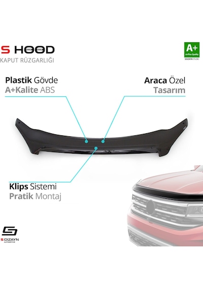 S-dizayn Nissan Qashqai Abs Plastik Kaput Rüzgarlığı 2007-2010 A+kalite