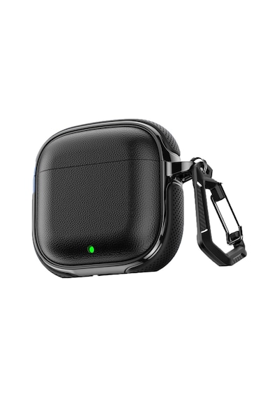 Huawei Freebuds Se 2 / Se 3 İle Uyumlu Kılıf Deri Dokulu Tpu Koruyucu Case Metal Karabinalı Şarj Girişli Siyah