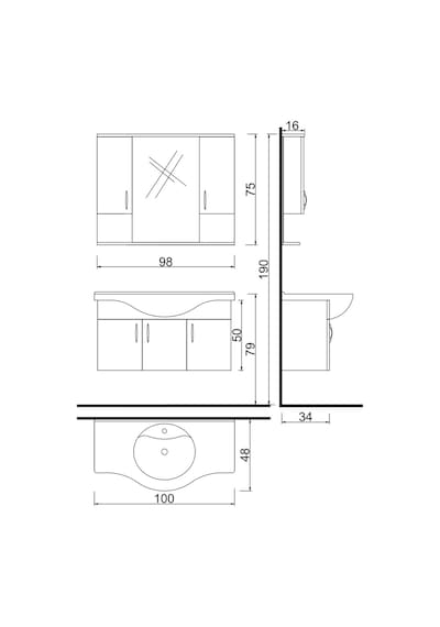Denko Akyazı 100 Cm Mdf Alize Banyo Dolabı Takımı Çok Renkli Denko Akyazı 100 Cm Mdf Alize Banyo Dolabı Takımı Çok Renkli