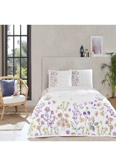 Taç Baskılı Gleam Çift Kişilik Pike Takımı Lila 000000001000047164