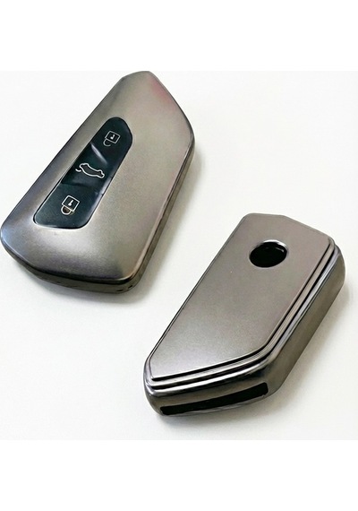 Volkswagen Skoda Seat Golf 8 Uyumlu Smart 3 Buton Silikon Oto Anahtar Kumanda Kabı Kılıf Füme Altın