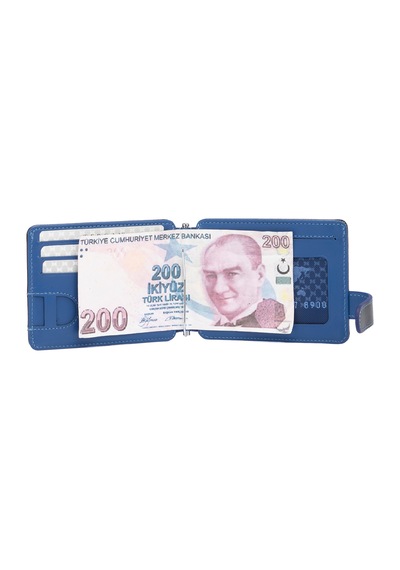 Tergan Siyah-Saks Deri Unisex Kredi Kartlık 01637K1B