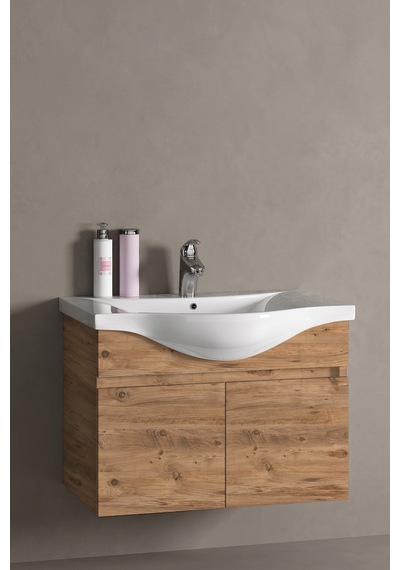 Yıldız 80 Cm Atlantik Çam Mdf Seramik Lavabolu Asma Banyo Alt Dolabı