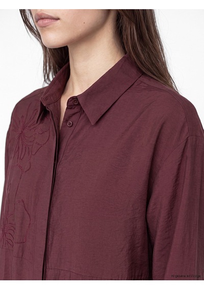 Lcw Modest Bordo Nakışlı Modal Karışımlı Kadın Gömlek Tunik