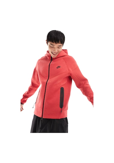Nike Tech Fleece Full Zip Windrunner Hoodie Kapüşonlu Unisex Sweatshirt Kırmızı Kırmızı