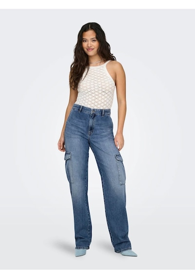 Only Onljune High Waisted Kadın Denim Pantolon 15315740 Mavi