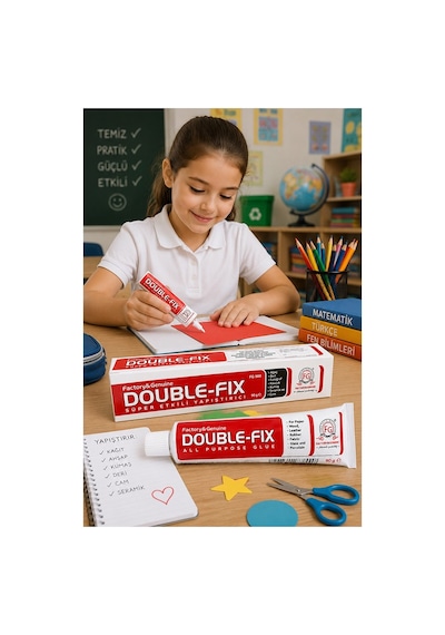 Sıvı Yapıştırıcı 90 Gr Tüp Double-fix Çok Amaçlı Kuvvetli Yapıştırıcı 2 Adet Okul Büro Yapıştırıcısı Kağıt Karton