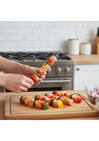 100 Adet Ahşap Şiş 30 Cm İnce Bambu Çöp Şiş / Mangal, Izgara Ve Sunum Şişi Diğer