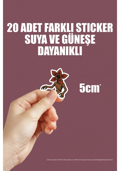Stranger Things Dizi Telefon Laptop Bullet Journal Yapışkanlı Folyo Sticker Paketi 20 Adet Çok Renkli