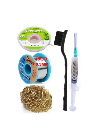 Mechanic /lehim Teli 40gr 0,3mm Lehim Toplama Cp-1515 Emme Teli 1,5mm Havya Ucu Temizleme Teli Set St03