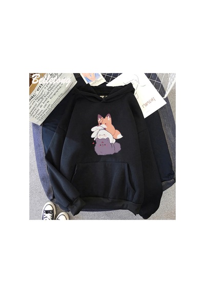 Siyah Tgcf Hualian Kedi Baskılı Cennet Yetkilileri Nimet Unisex Uzun