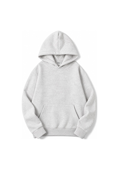 Brz Collection Açık Gri Unisex Oversize Basic Hoodie Açık Gri