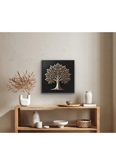 Bronz Ağaç Kanvas Tablo 60x60cm Çok Renkli