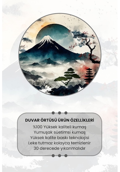 Doğanın Sükuneti Desenli Duvar Halısı Duvar Örtüsü Tapestry Süet Dokulu Kumaş