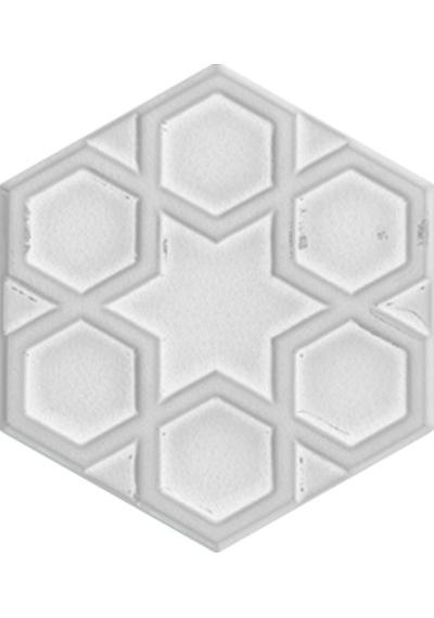 Armada Çini 15x17 Cm Rölyefli Yıldız Beyaz Altıgen Çini Karo