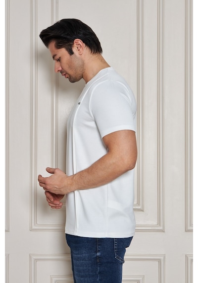 Erkek Jeuss Oysho Kumaş Sıfır Yaka Beyaz Tshirt