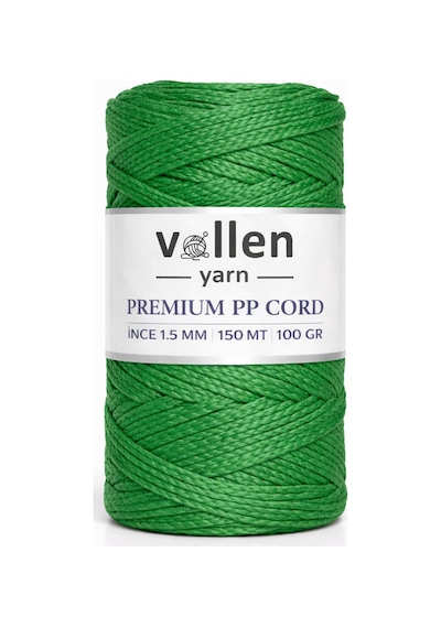 1.5mm-150mt Polyester Makrome Ipi, Supla Ipi, Çanta Ipi, Bileklik Ipi, Makrame,yeşil
