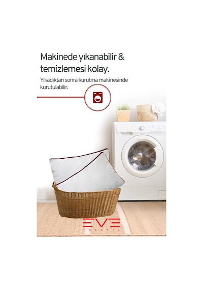 6 Adet Klimax Bordo Serisi Kılıflı Fermuarlı Klimali Antialerjik Silikon Nano Elyaf Yastık 50x70cm Beyaz
