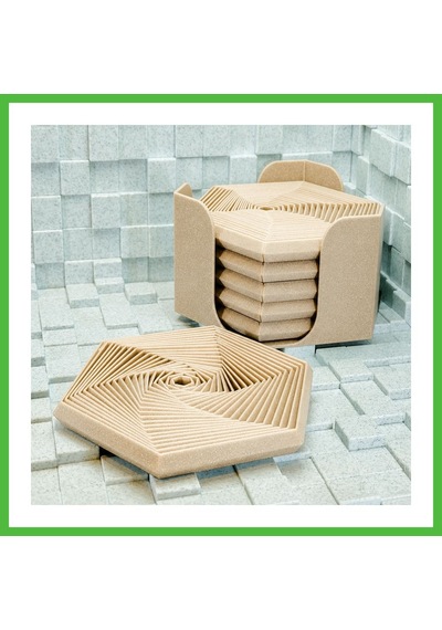 Vaveni 3d Baskı Super Fidget Coaster Seti - Altıgen Desenli Bardak Altlığı Ve Tutucu-bej Arz