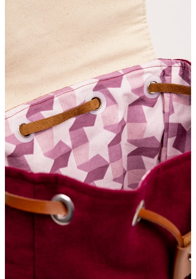 Fabric Craft Bag Sırt Çantası Nakış İşlemeli Kanvas 36x36 Cm Turuncu