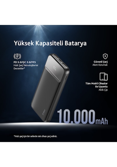 Recharger Lcd 10.000mah Pd 20w Taşınabilir Hızlı Şarj Aleti/powerbank 2bb233s Renkli