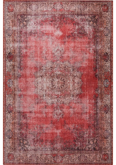Artloop Blues Şönil Vintage Desenli Dokuma Taban Dekoratif Kırmızı Salon, Mutfak Halısı Al 119