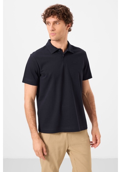 Tommy Life Lacivert Basic Logolu Standart Kalıp Triko Polo Yaka Erkek T-shirt - 87748 Lacivert