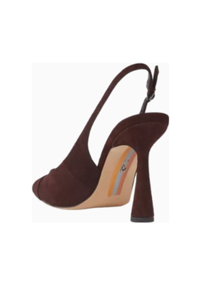 Sam Edelman Essa 95 Koyu Kahverengi, Süet Sivri Burun Yüksek Topuklu Slingback Kadın Pump