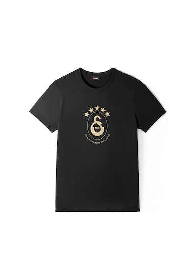 Gsstore Galatasaray Lisanslı 2025 Logolu Şampiyonluk Siyah T-shirt Şampiyonluk Özel Ahşap Kutulu Siyah